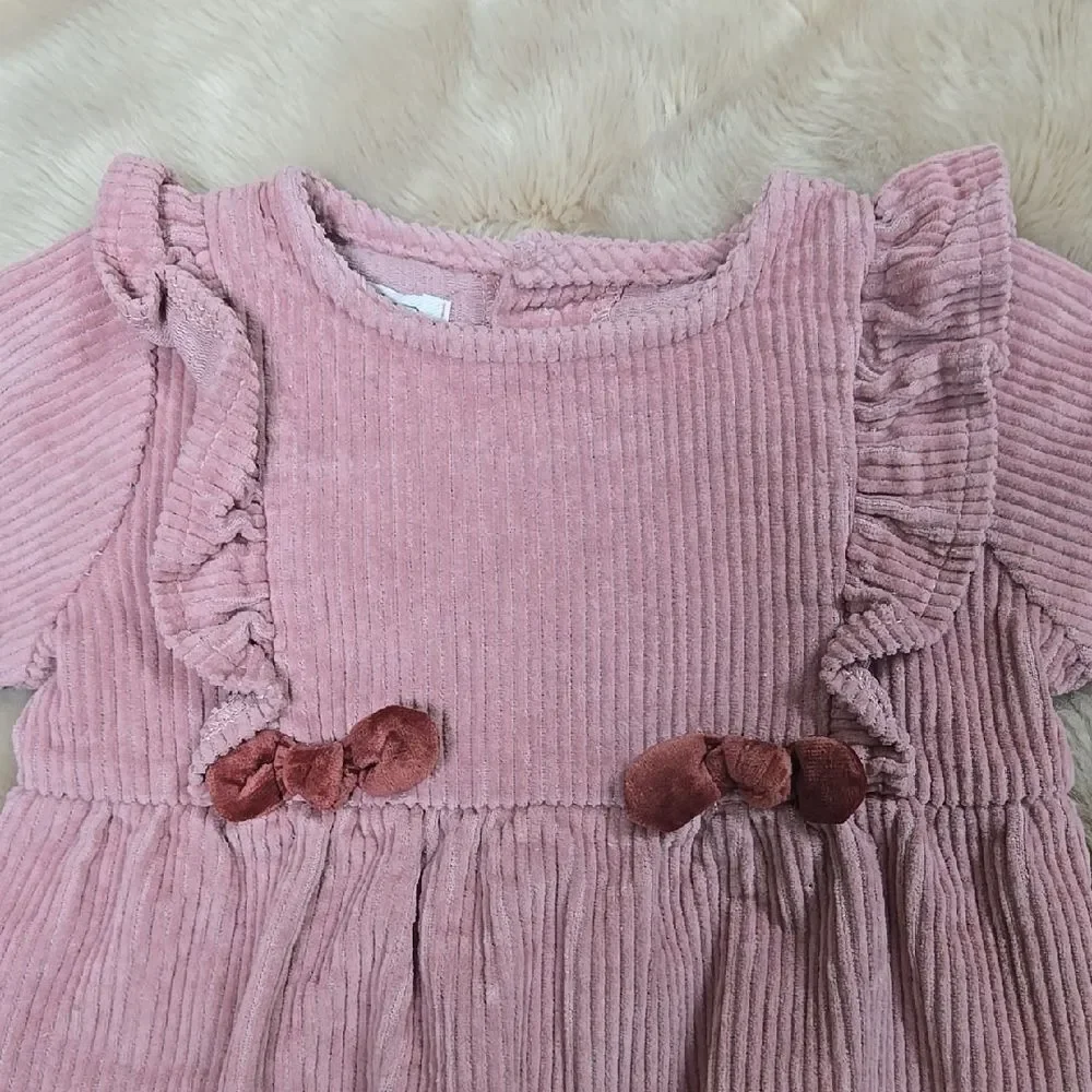 MUD PIE DUSTY PINK CORDUROY ROMPER, SIZE 3-6 MONTHS